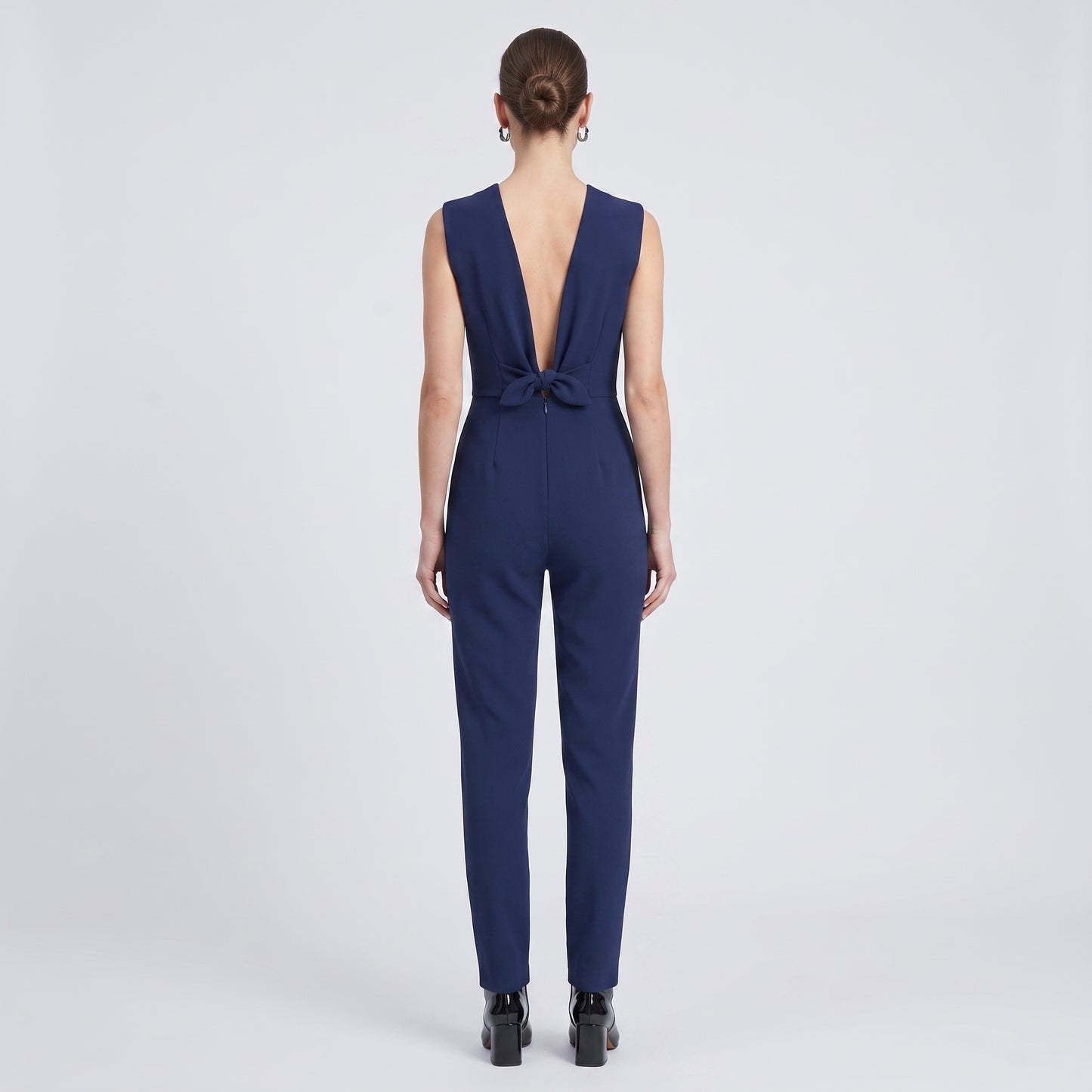 Sleeveless Knot-Front Navy Jumpsuit