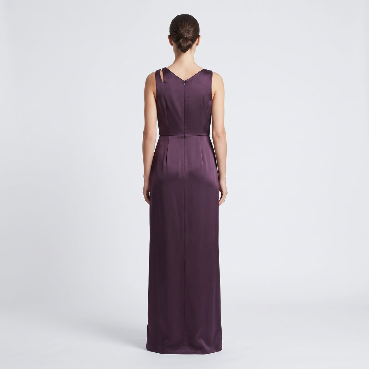 Draped Satin Midi Evening Dress