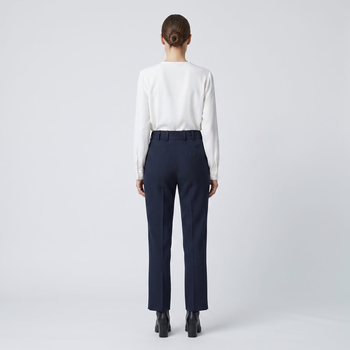 Tailored Navy High-Waist Trousers