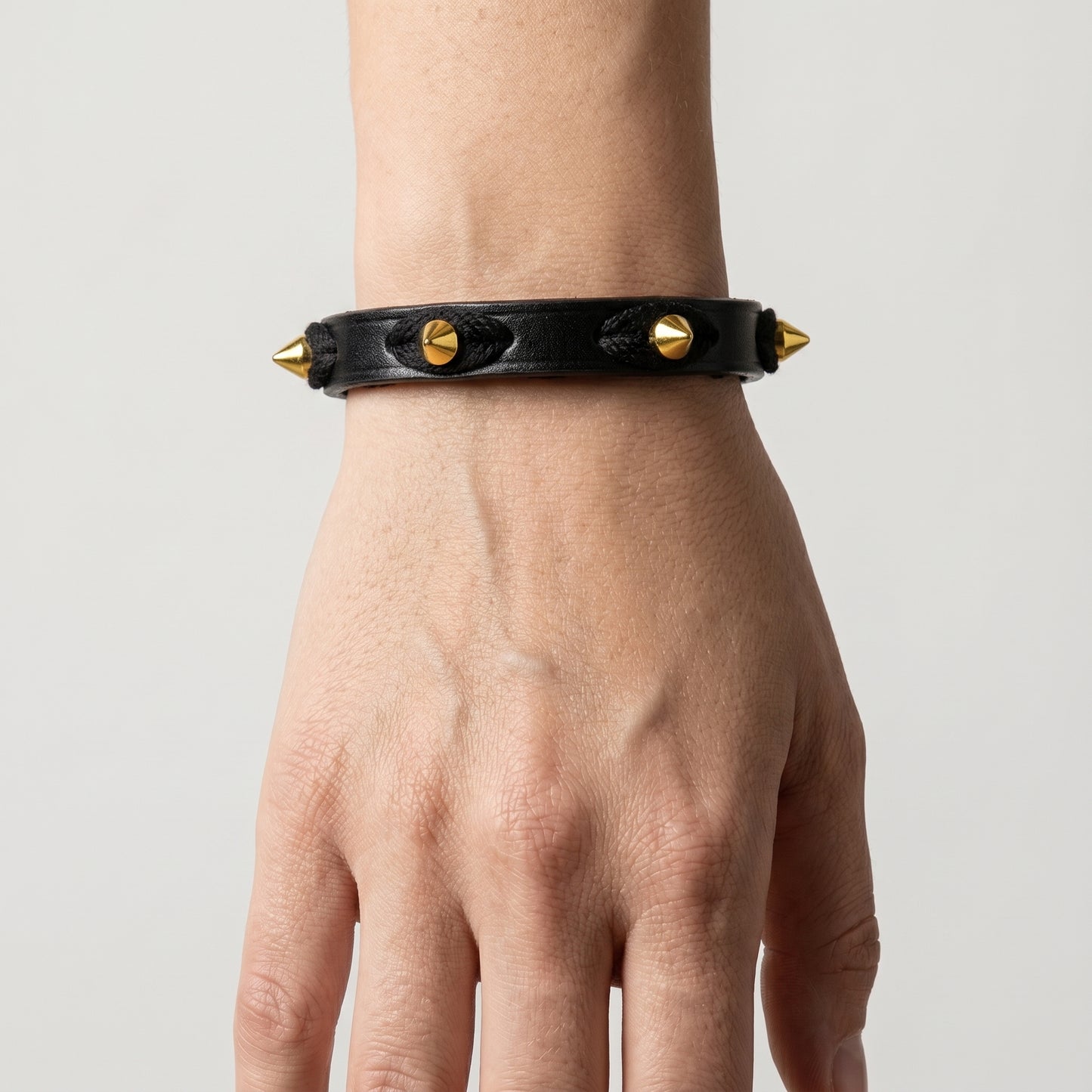 Studded Black Leather Bracelet