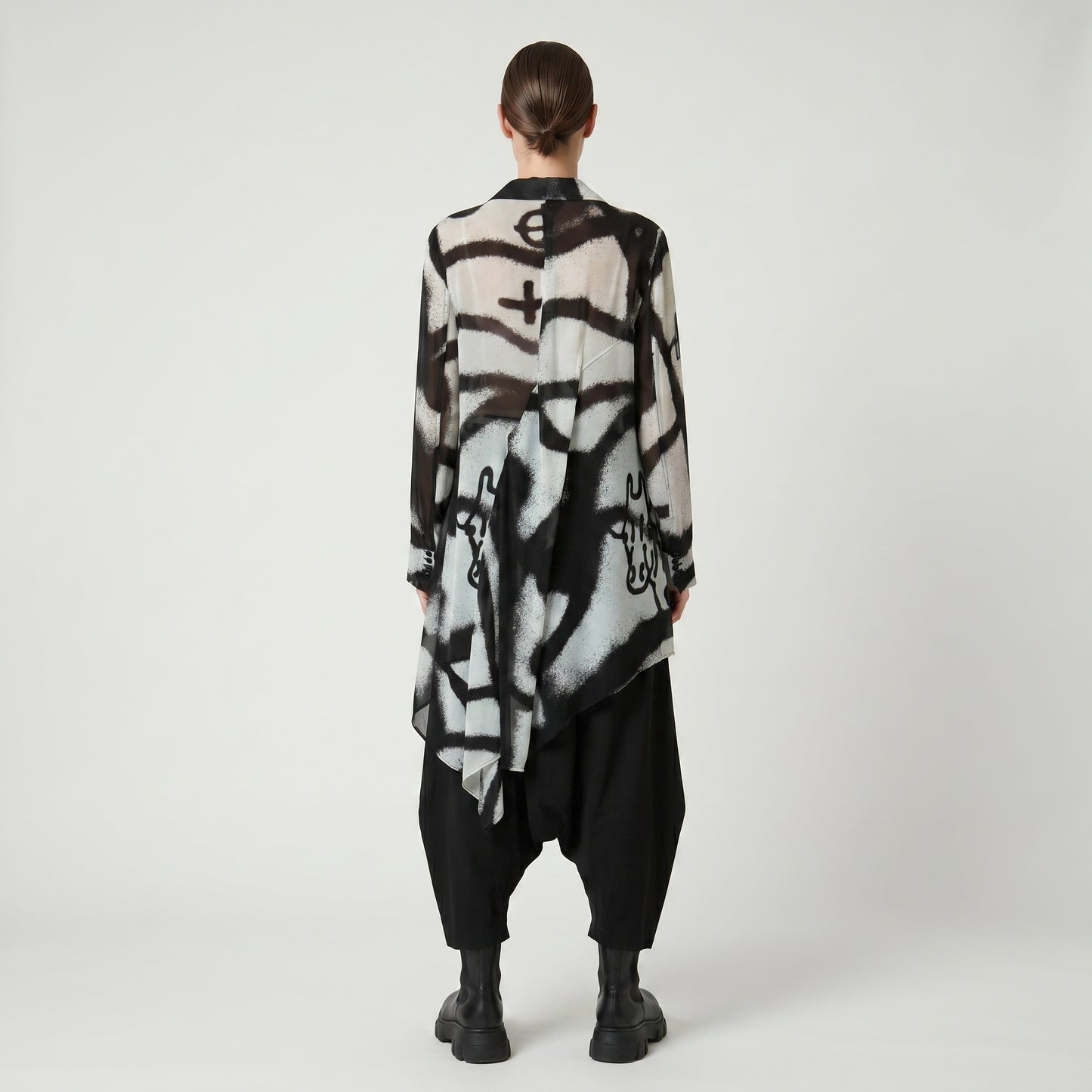 Abstract Graffiti Print Lightweight Blazer