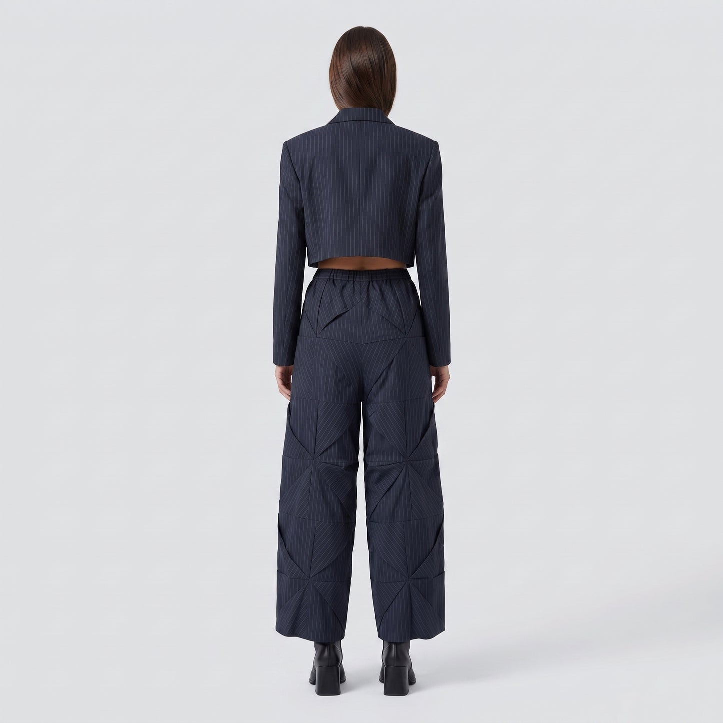 Architectural Pinstriped Wide Leg Trousers