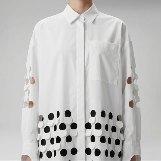 Cutout Detail Cotton Poplin Shirt