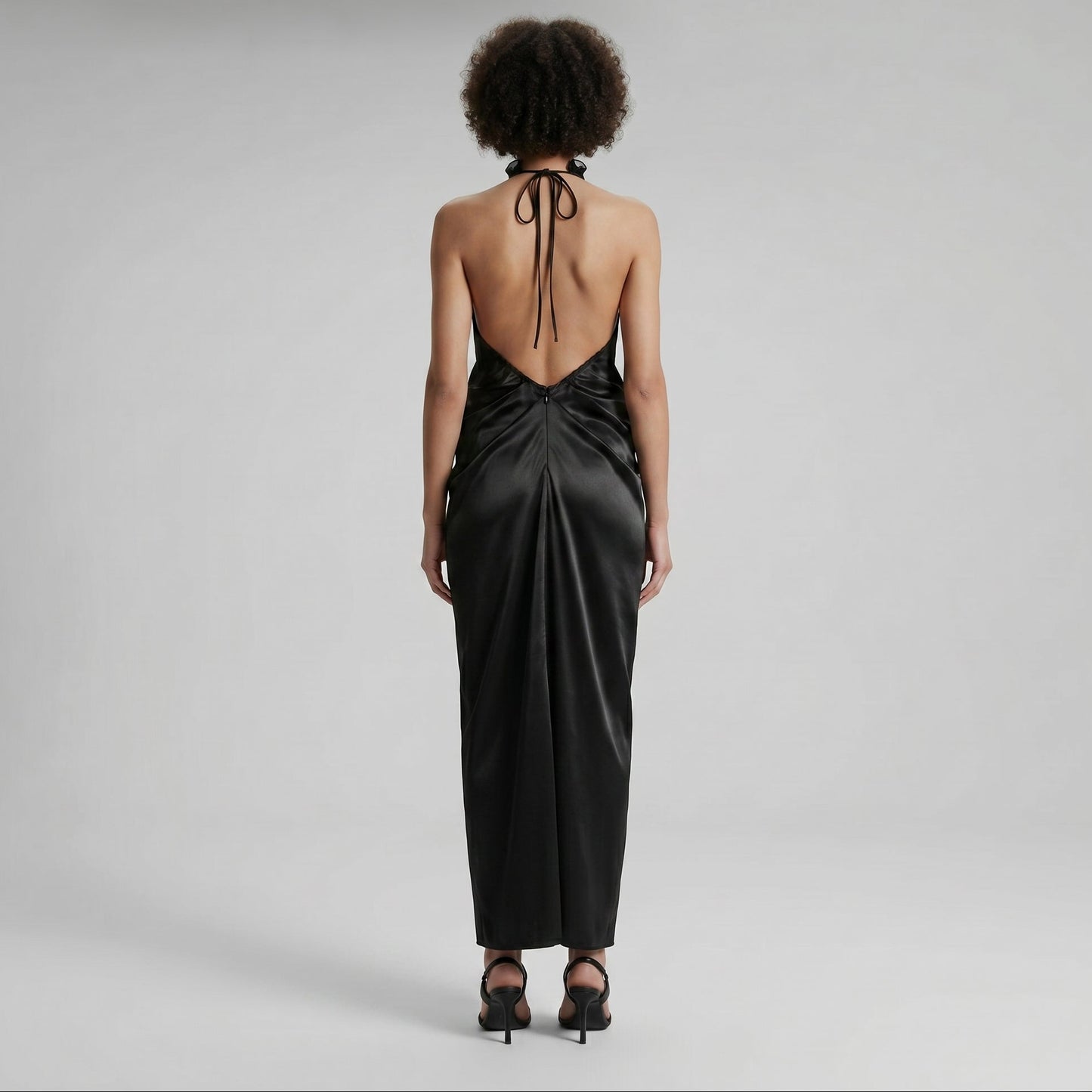 Sleek Black Halter Maxi Dress