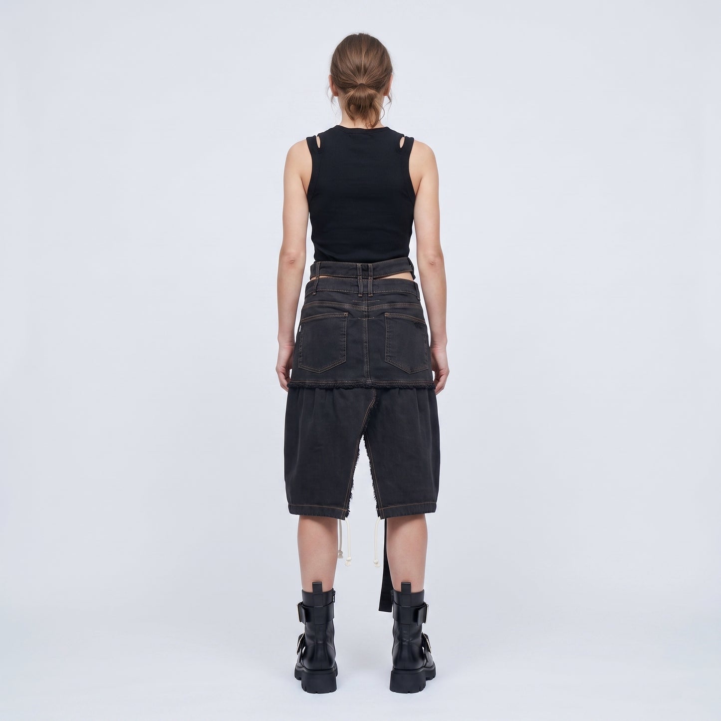 Deconstructed Wrap Denim Skirt