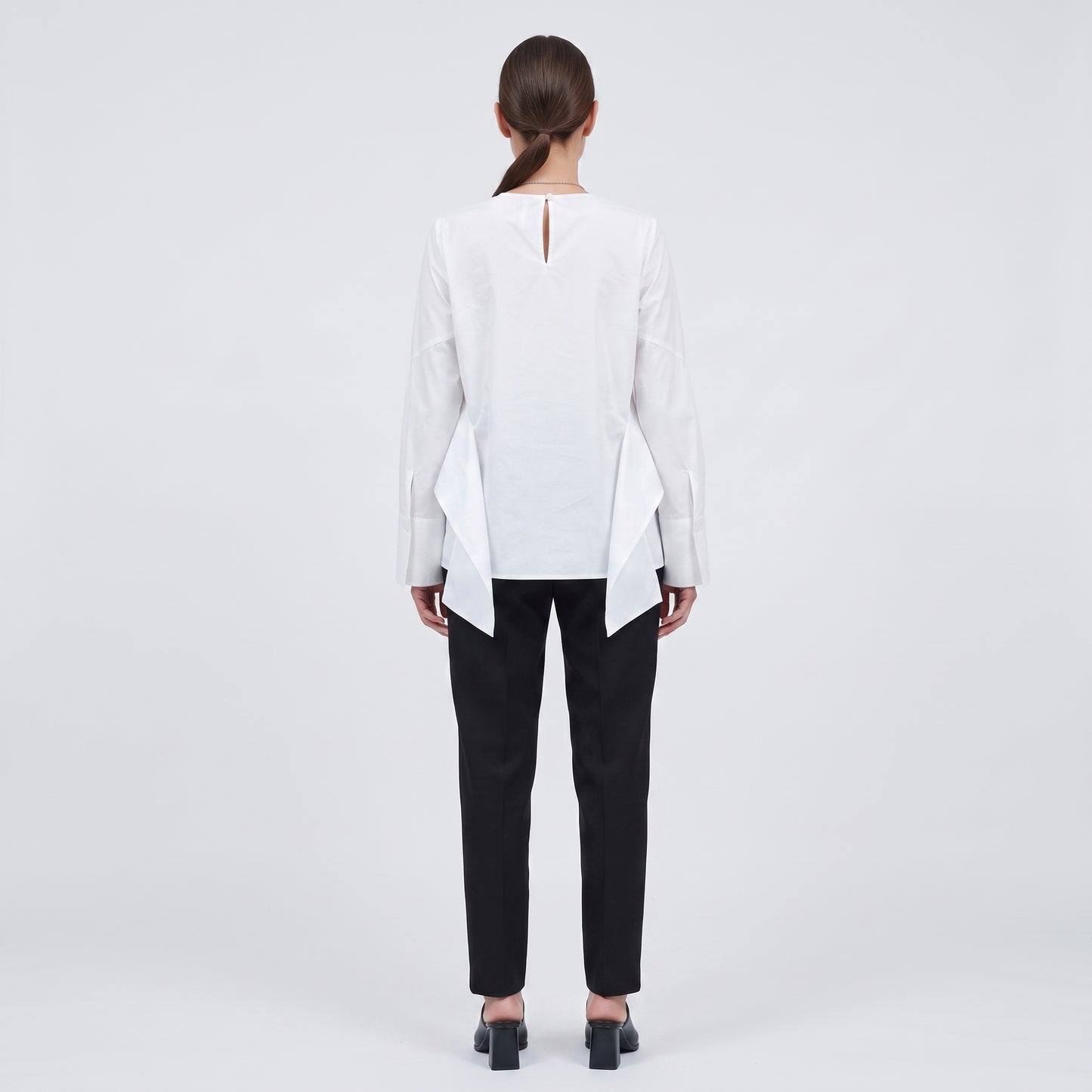 Crisp Cotton Architectural Peplum Blouse