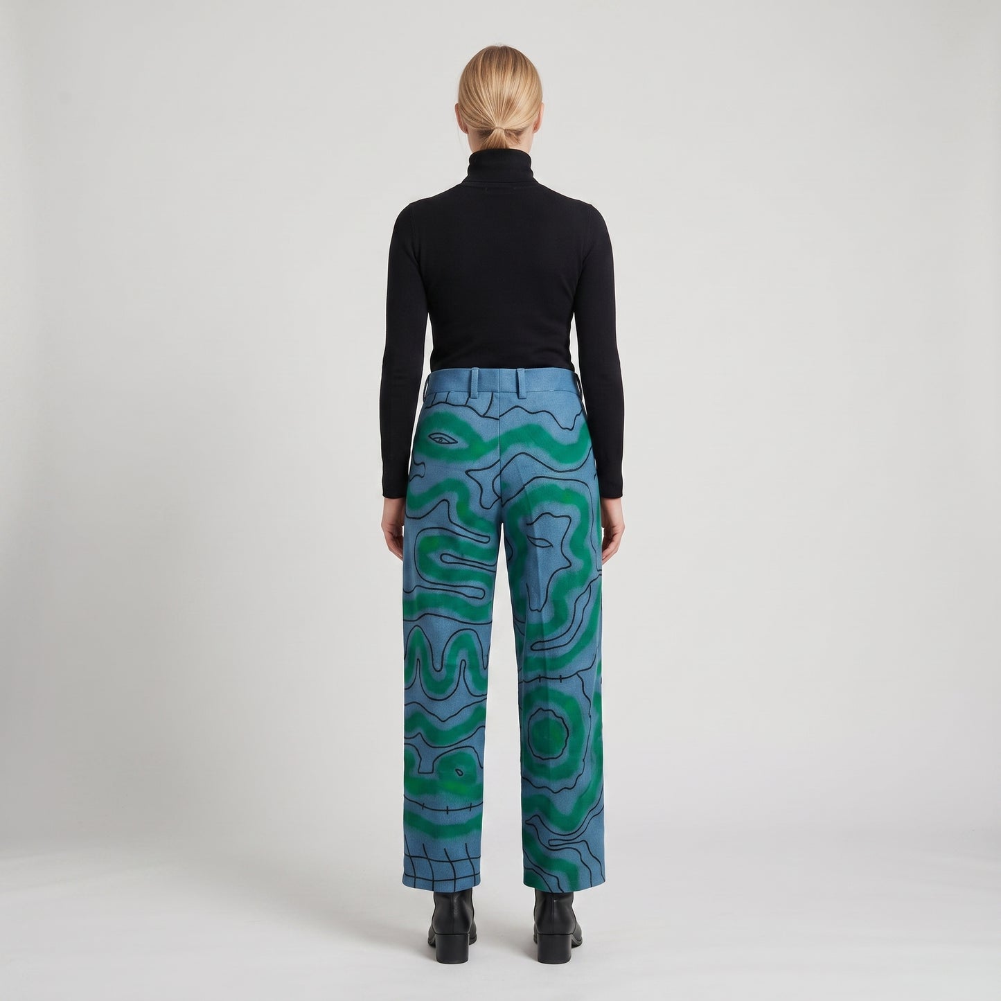 Abstract Printed Straight Leg Trousers