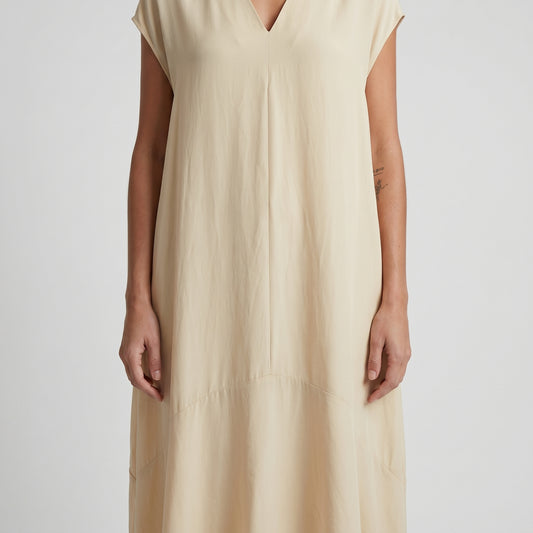 Asymmetric V-Neck Midi Dress