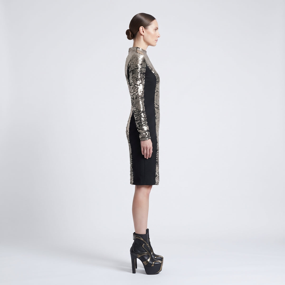 Sequined Long Sleeve Mini Dress
