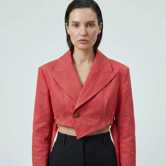 Cropped Asymmetric Tailored Blazer