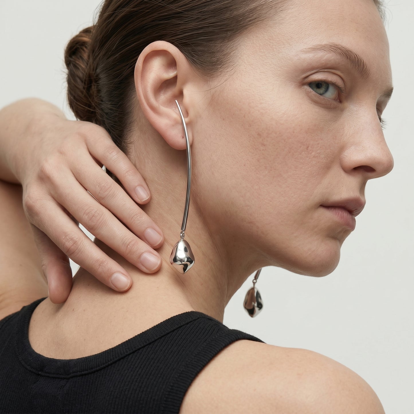 Sculptural Silver Drop Earrings
