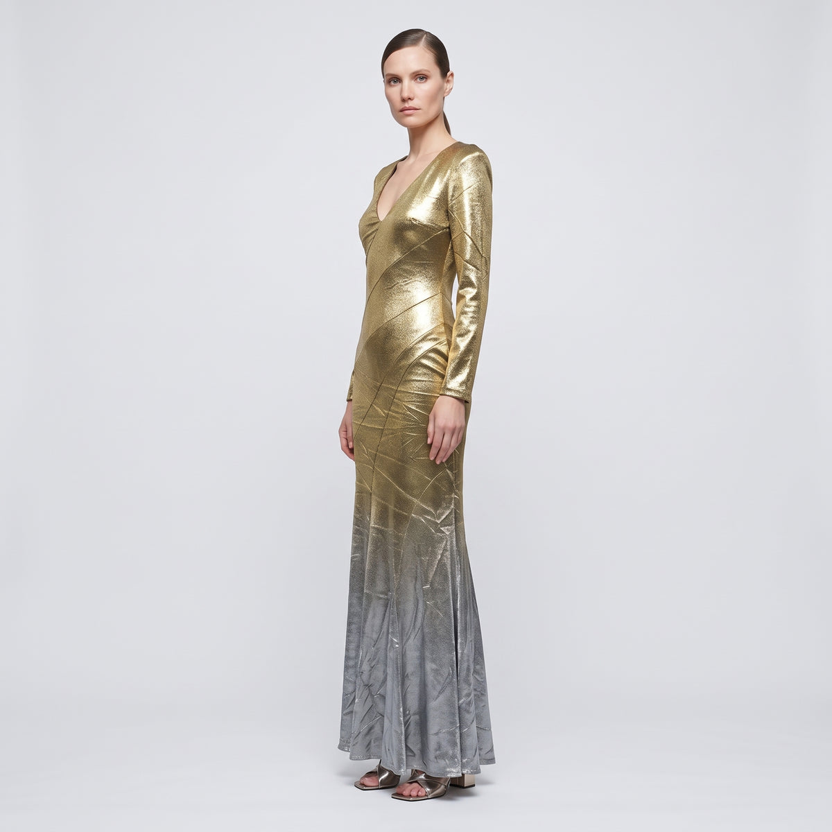 Metallic Ombre Mermaid Gown