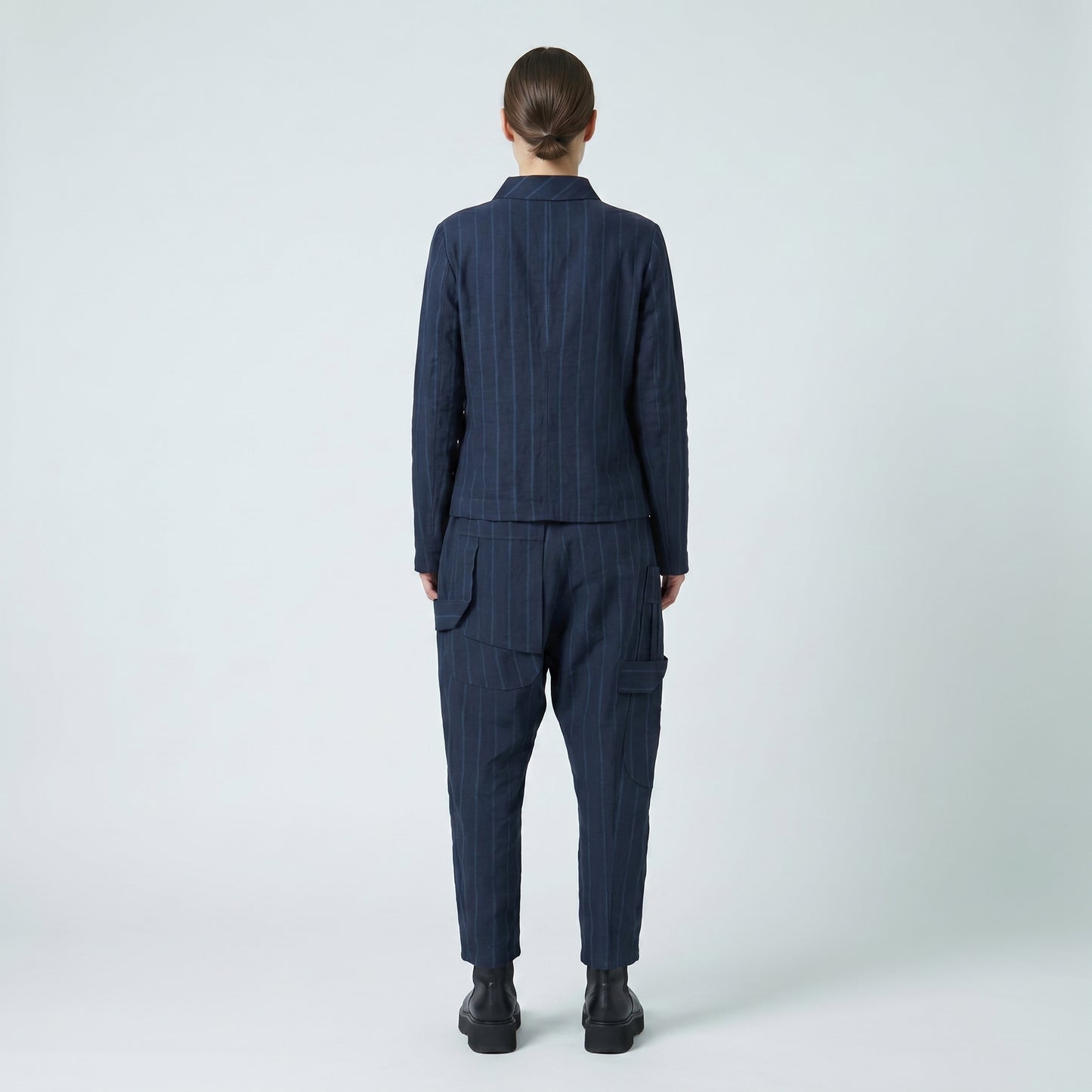 Pinstripe Drop Crotch Trousers