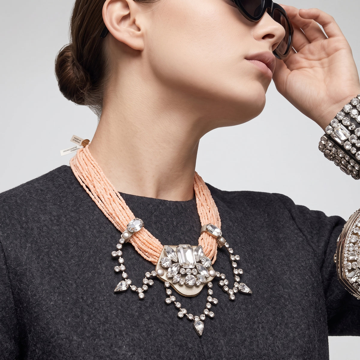 Beaded Crystal Statement Necklace