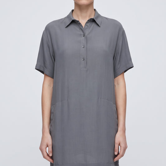 Minimalist Grey Polo Dress