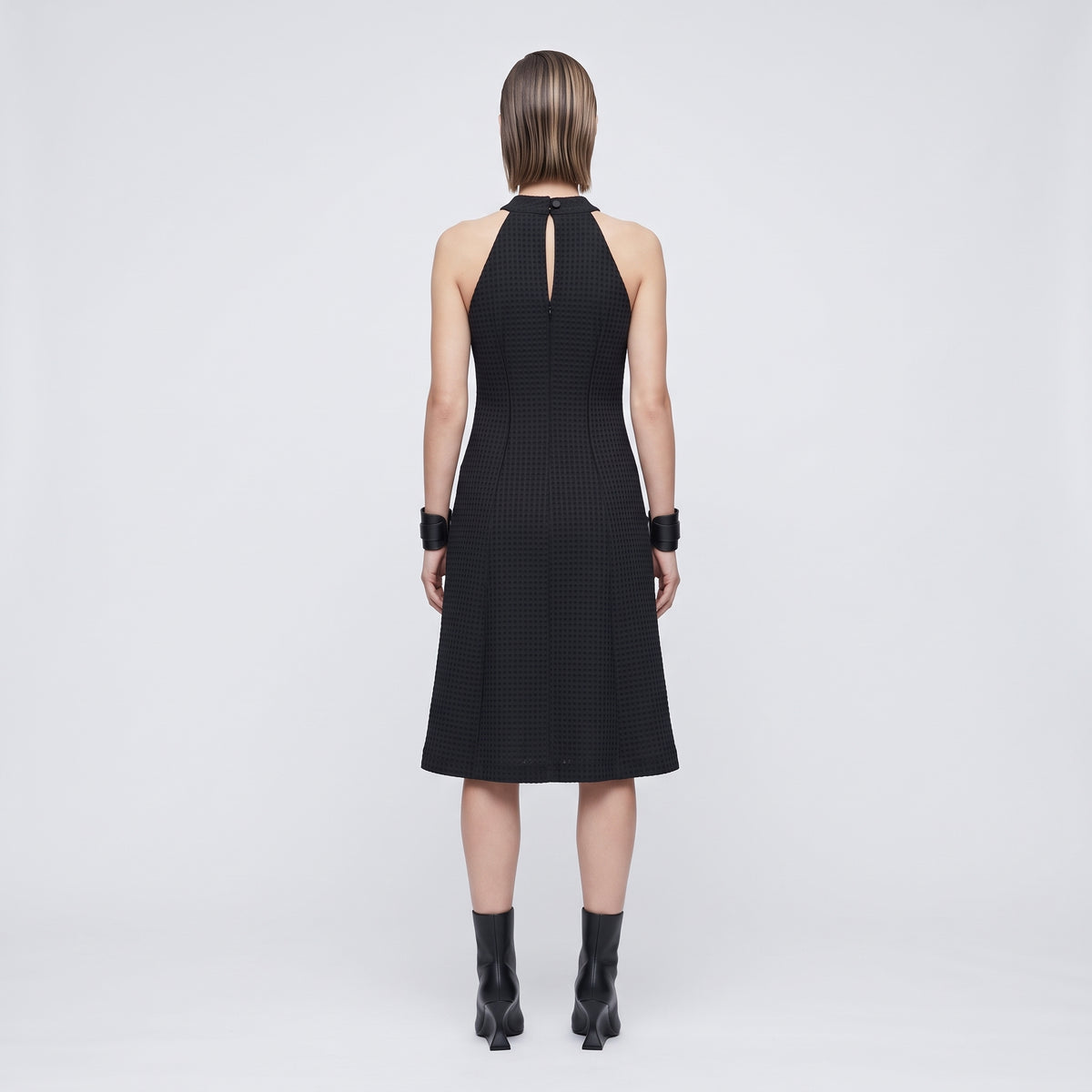 Textured Sleeveless Structured Mini Dress