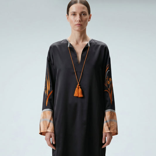 Embroidered Tassel Tunic Dress