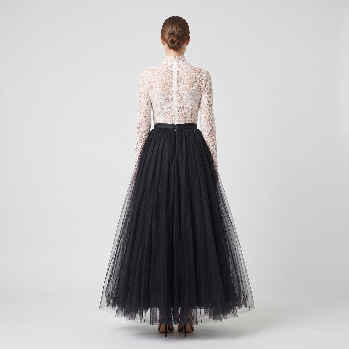 Elegant Black Tulle Maxi Skirt
