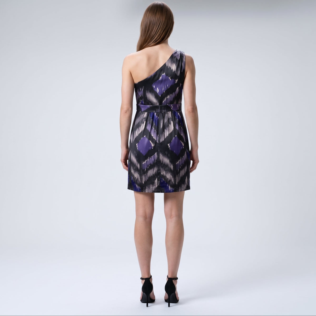Abstract Print One-Shoulder Dress