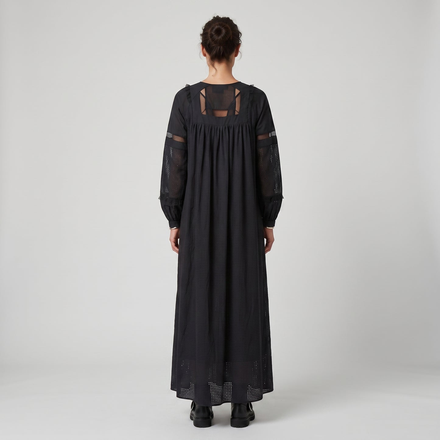 Elegant Black Embroidered Maxi Dress