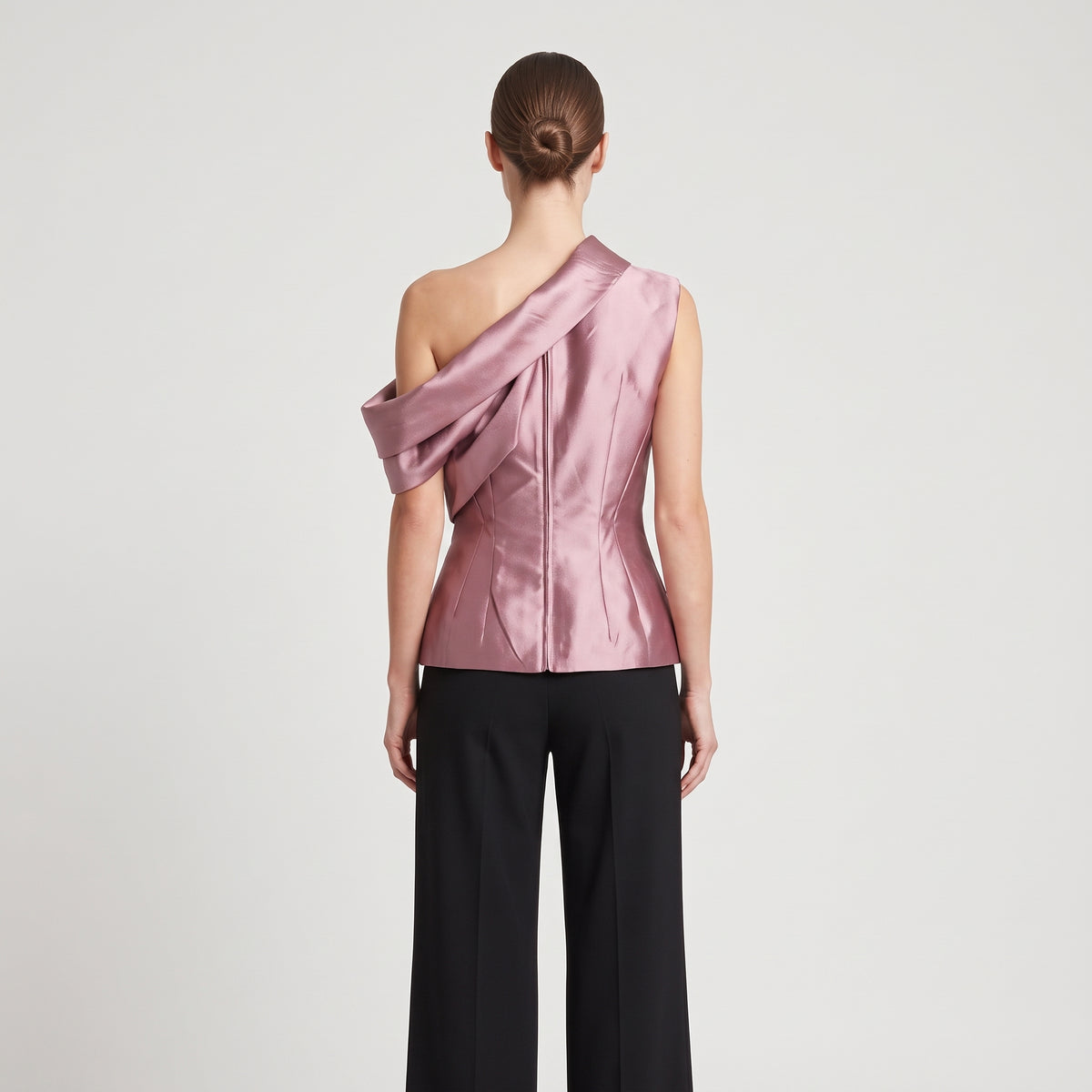 One-Shoulder Satin Sculpted Top
