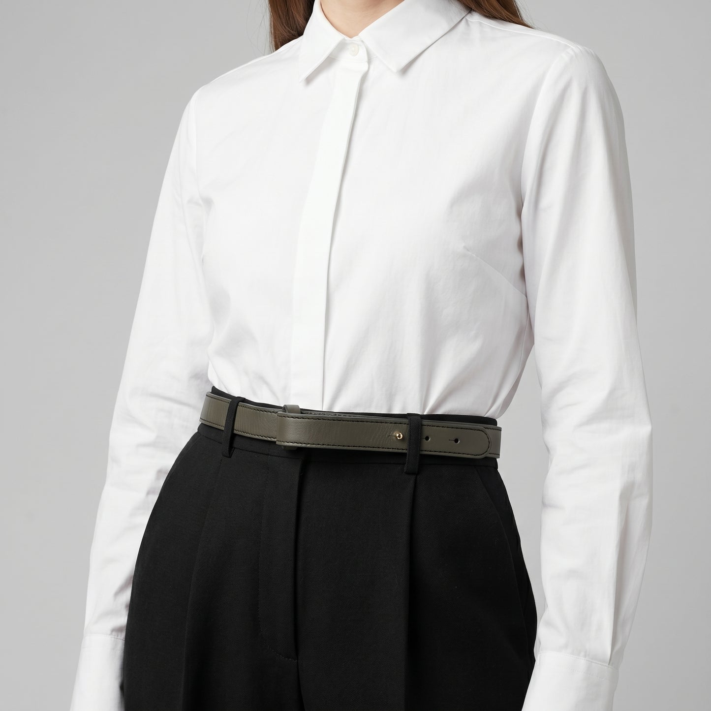Minimalist Grey Leather Belt