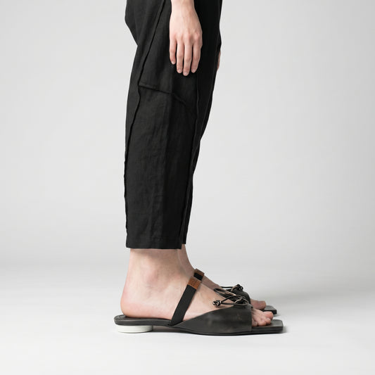 Square Toe Leather Slingback Sandals