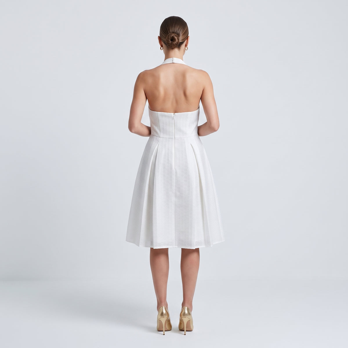 Textured White Halter Dress
