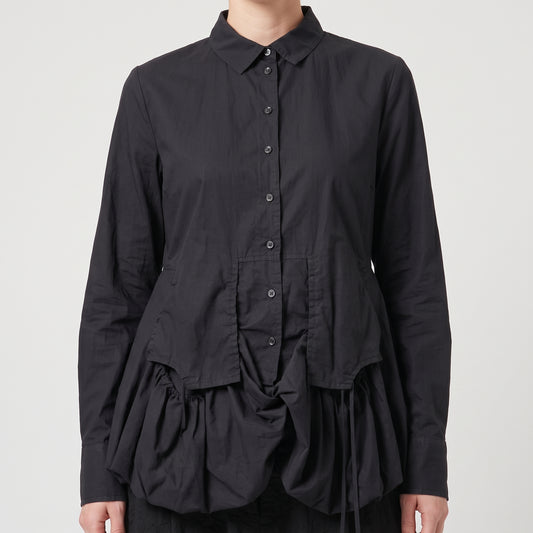 Structured Gathered Hem Cotton Shirt