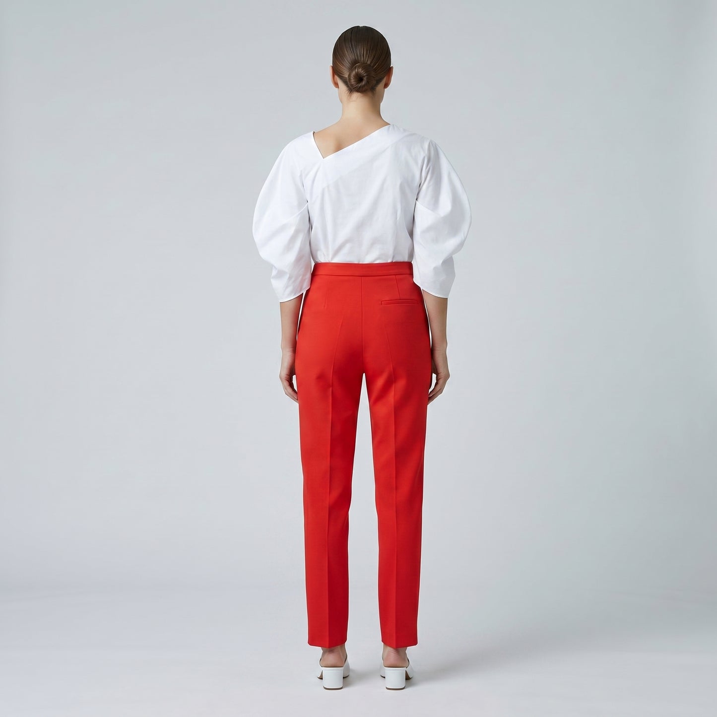 Red Tailored Split Hem Trousers