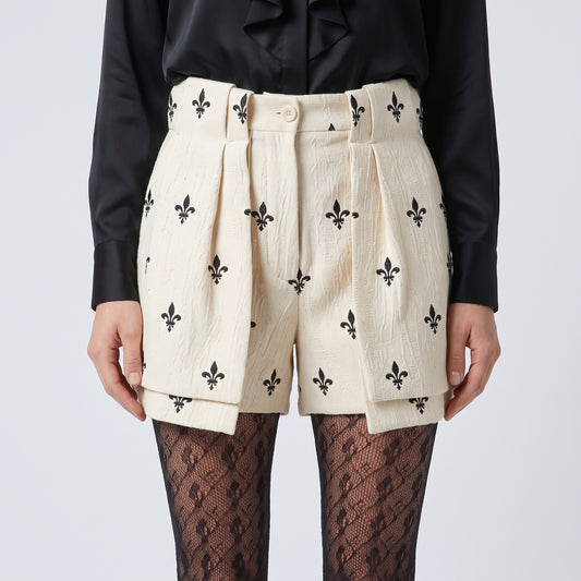 Fleur-de-Lis High-Waisted Tailored Shorts