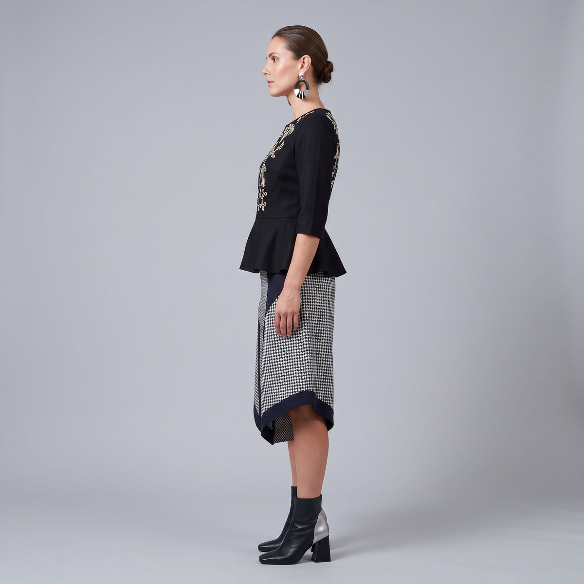 Embroidered Jewel Peplum Top