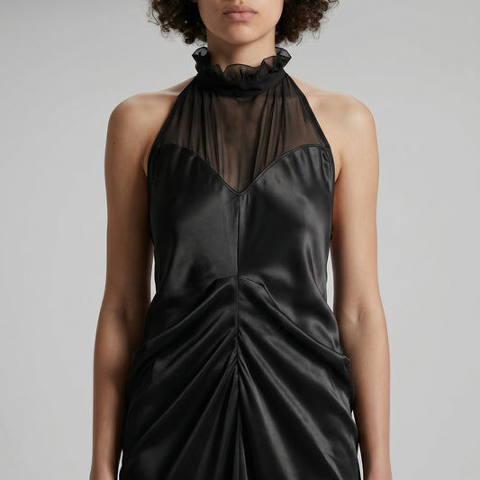 Sleek Black Halter Maxi Dress
