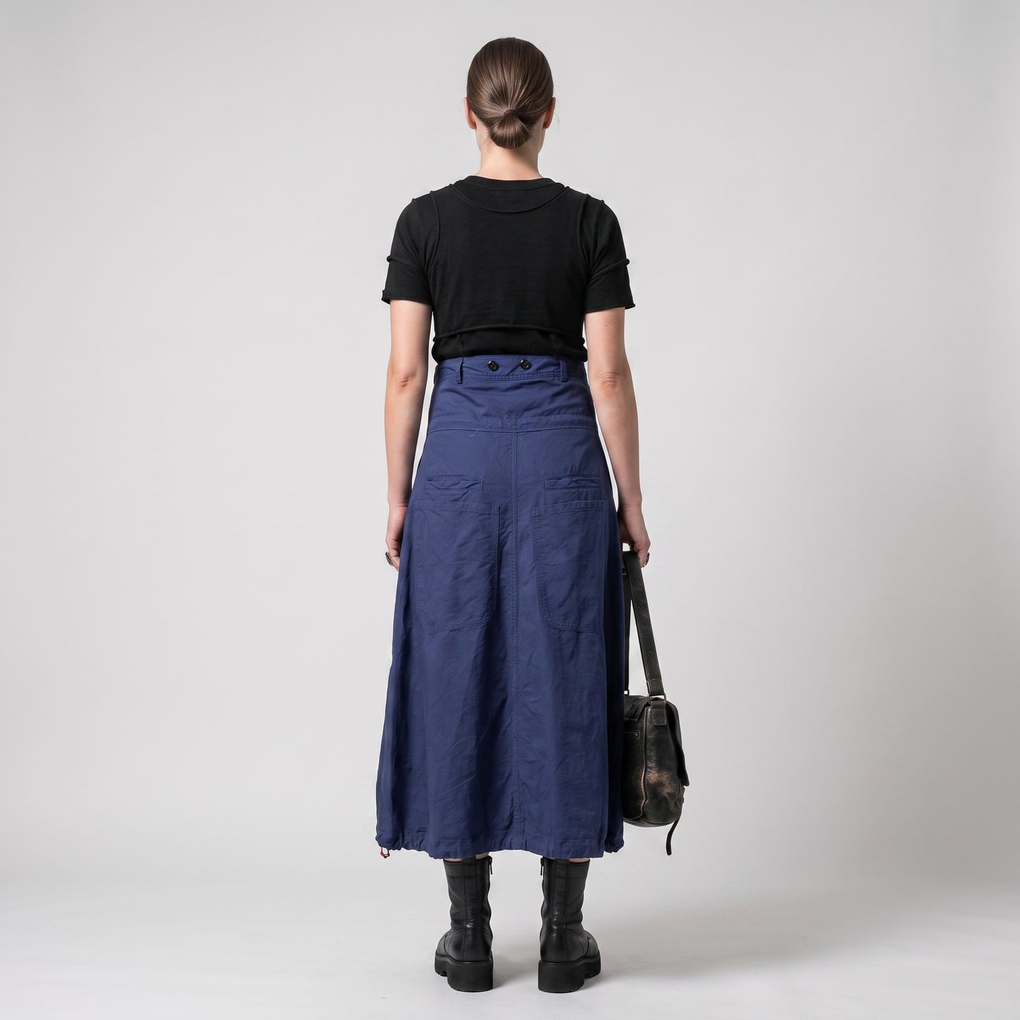 Blue Pleated Midi Skirt