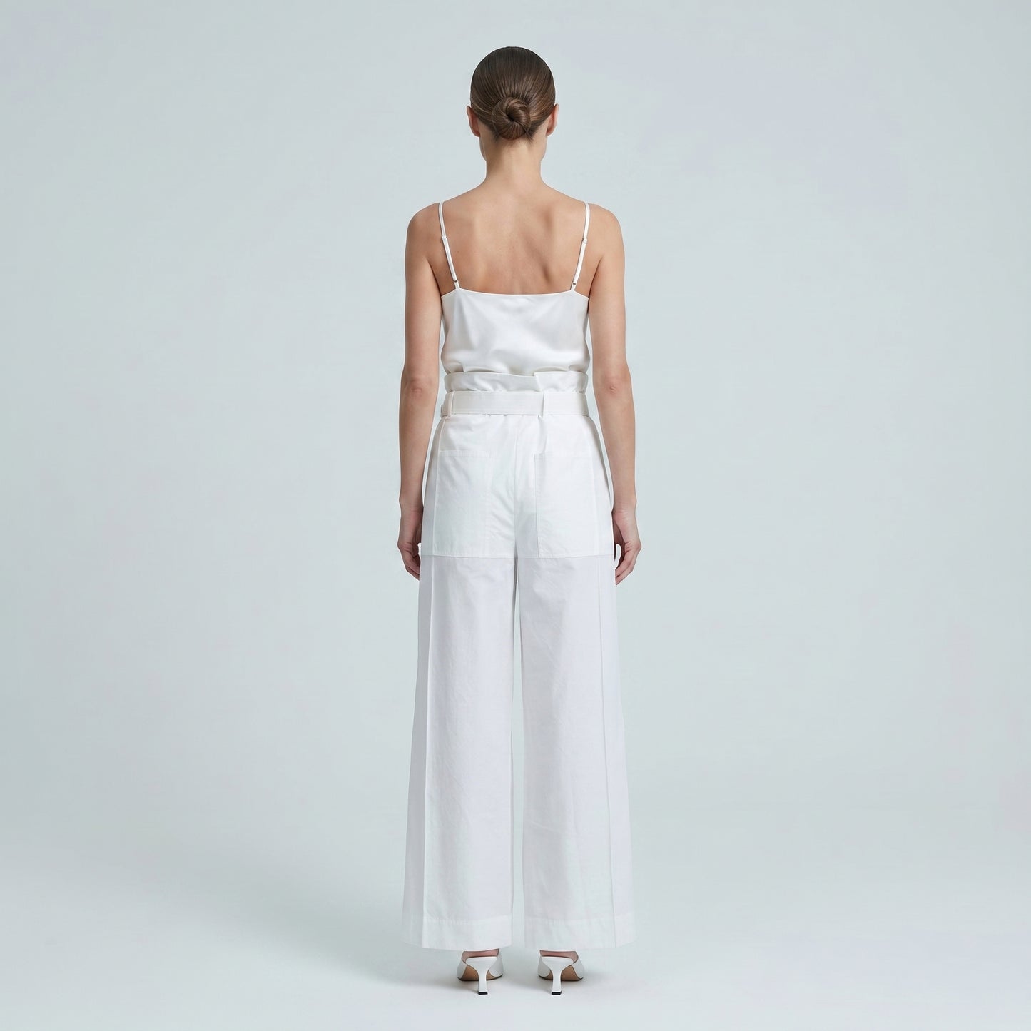 Belted High-Waisted Wide-Leg Trousers