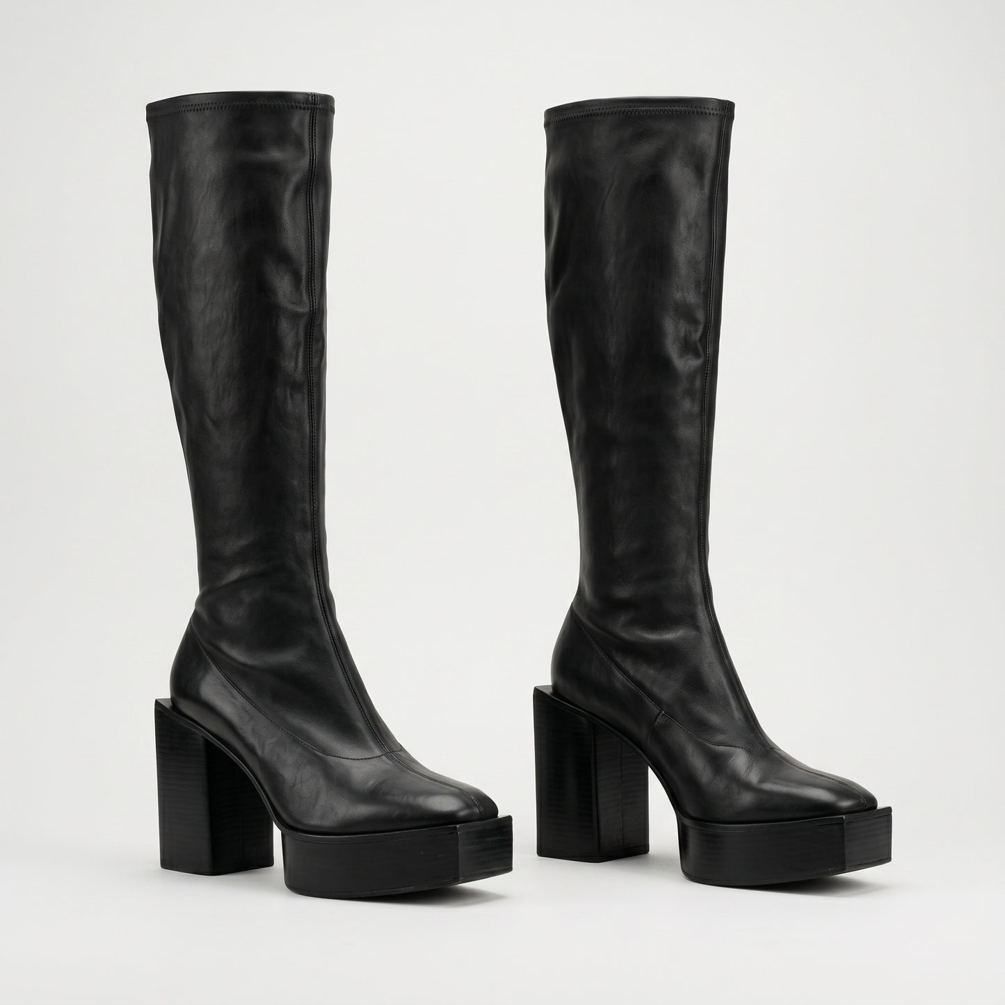 Sleek Leather Platform Knee Boots