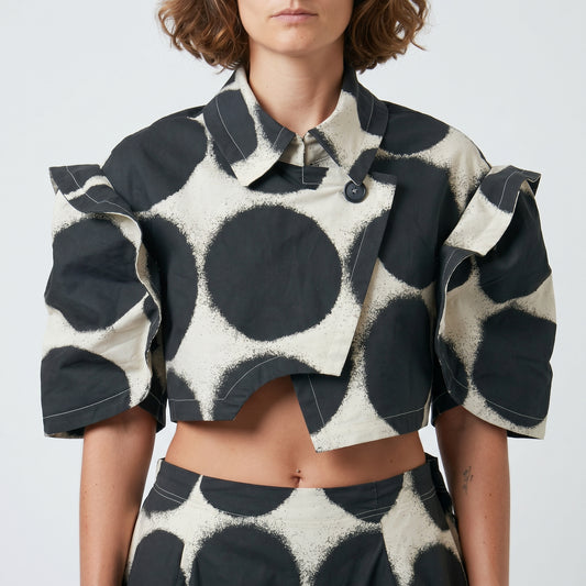 Abstract Polka Dot Cropped Jacket