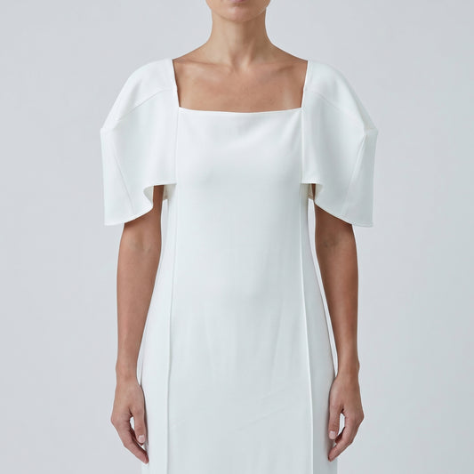 Structured Cape Sleeve Midi Dress