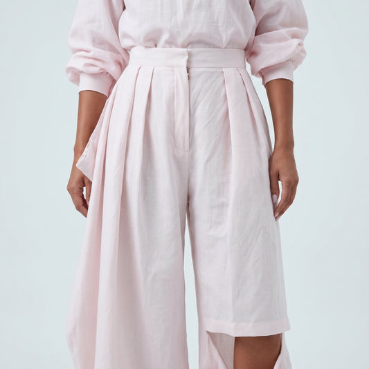 Asymmetric Drape Wide Leg Trousers