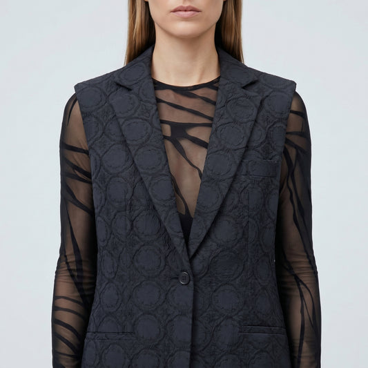 Structured Textured Black Vest