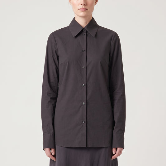 Asymmetric Hem Tailored Black Shirt