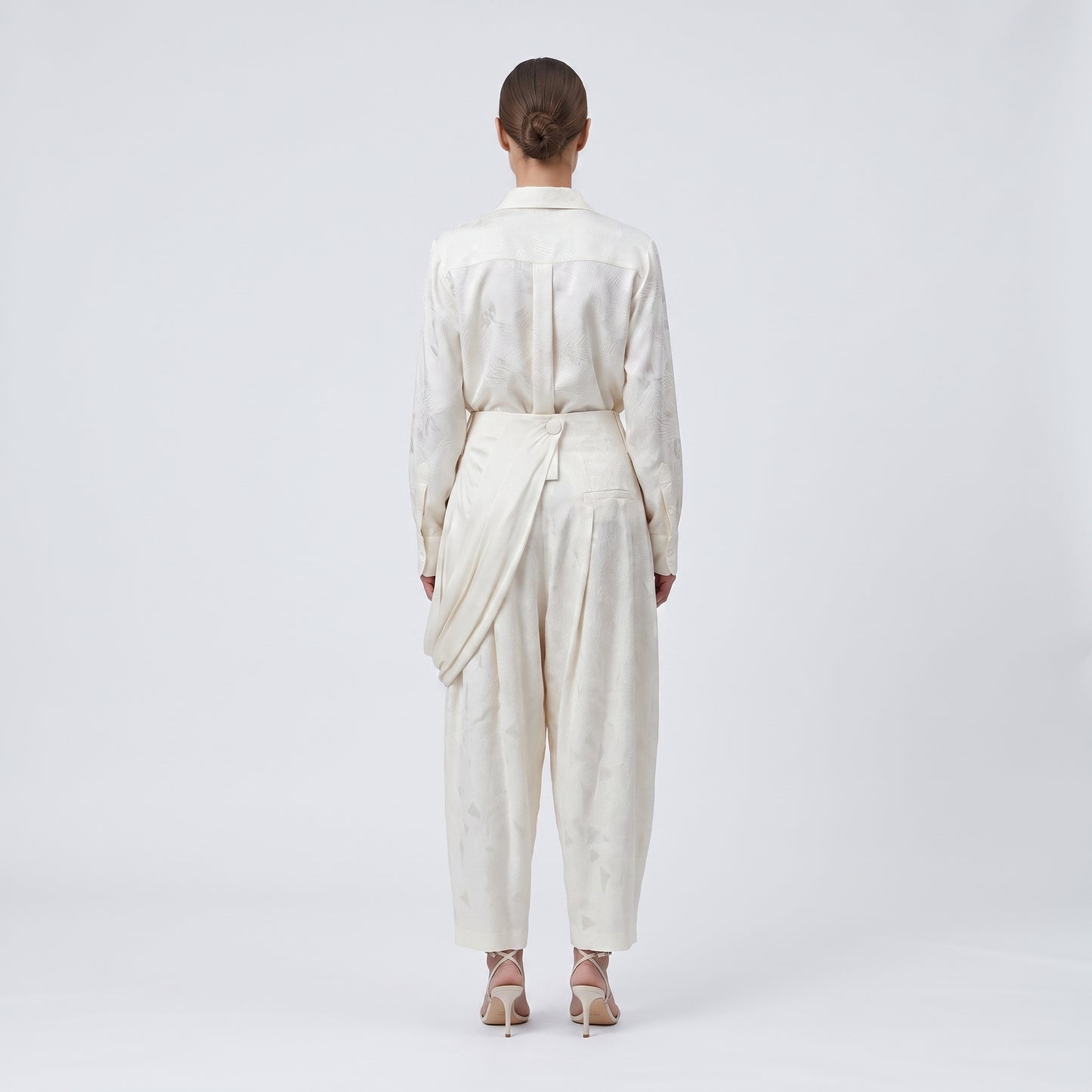 Textured Drape Detail Trousers