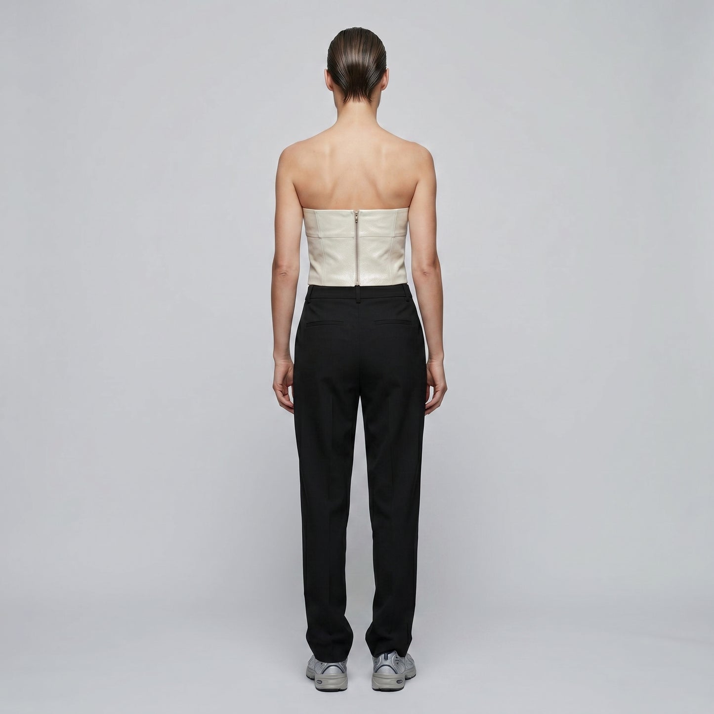 Metallic White Strapless Corset Top