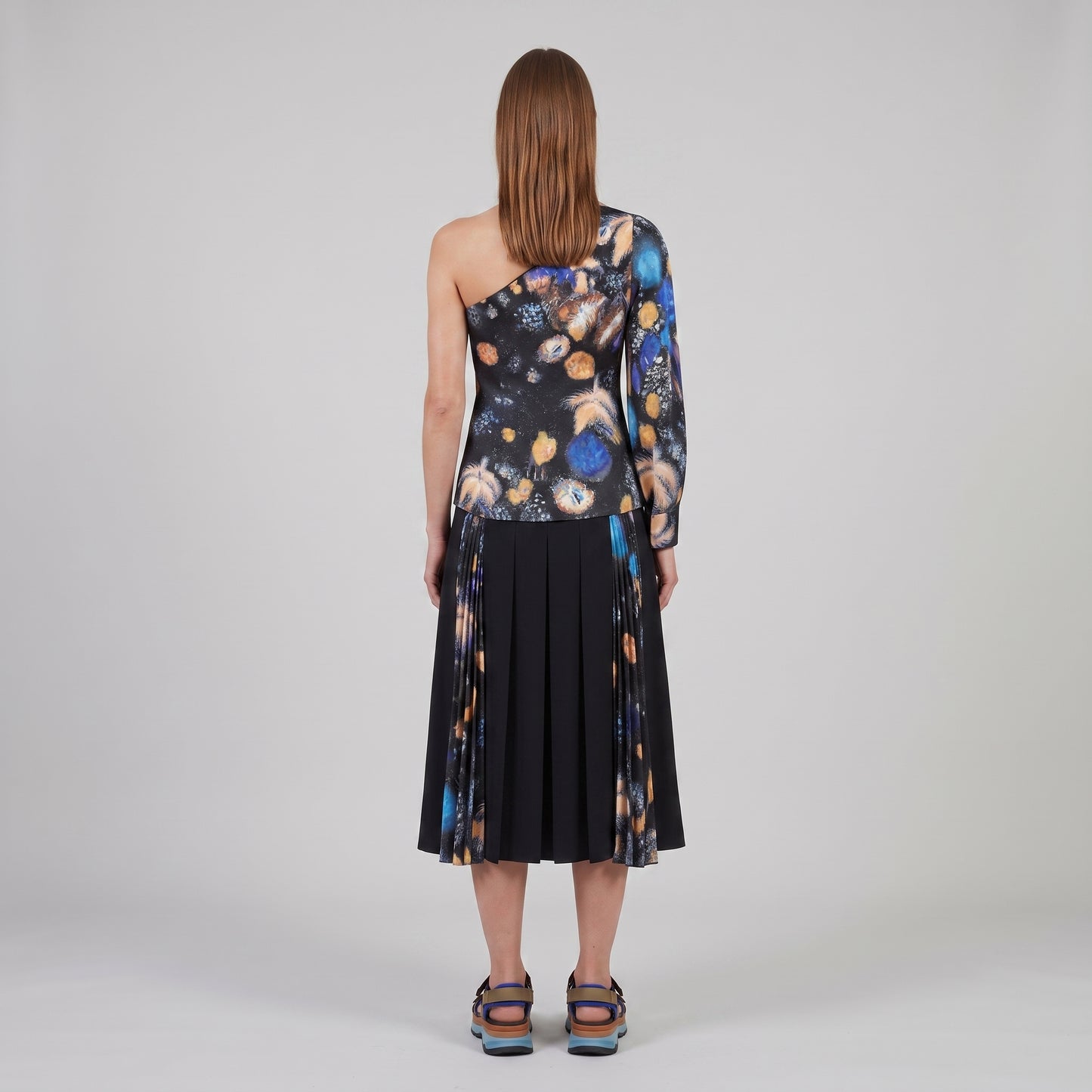 One-Shoulder Floral Printed Top