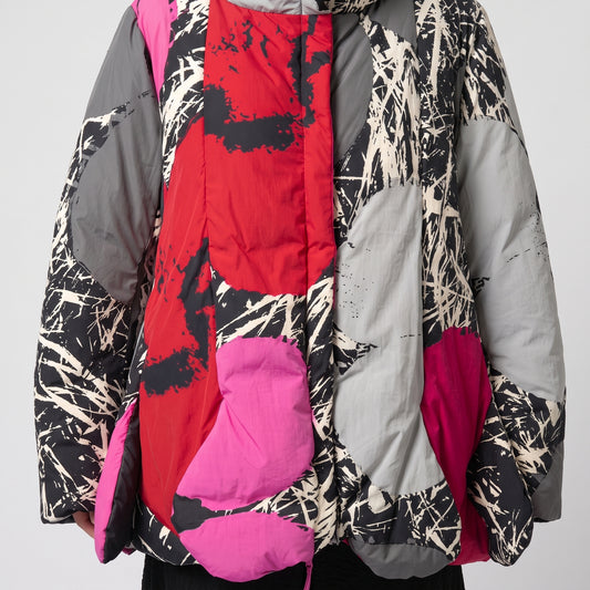 Abstract Print Puffer Jacket