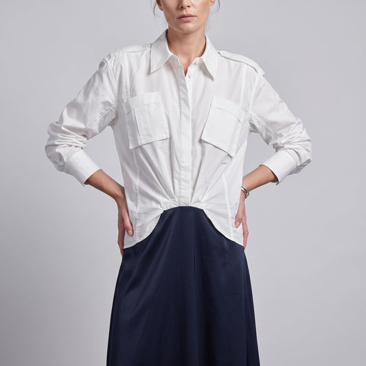 Colorblocked Two-Tone Shirtdress