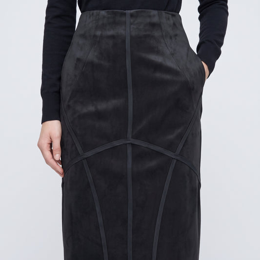 Structured Paneled Midi Skirt