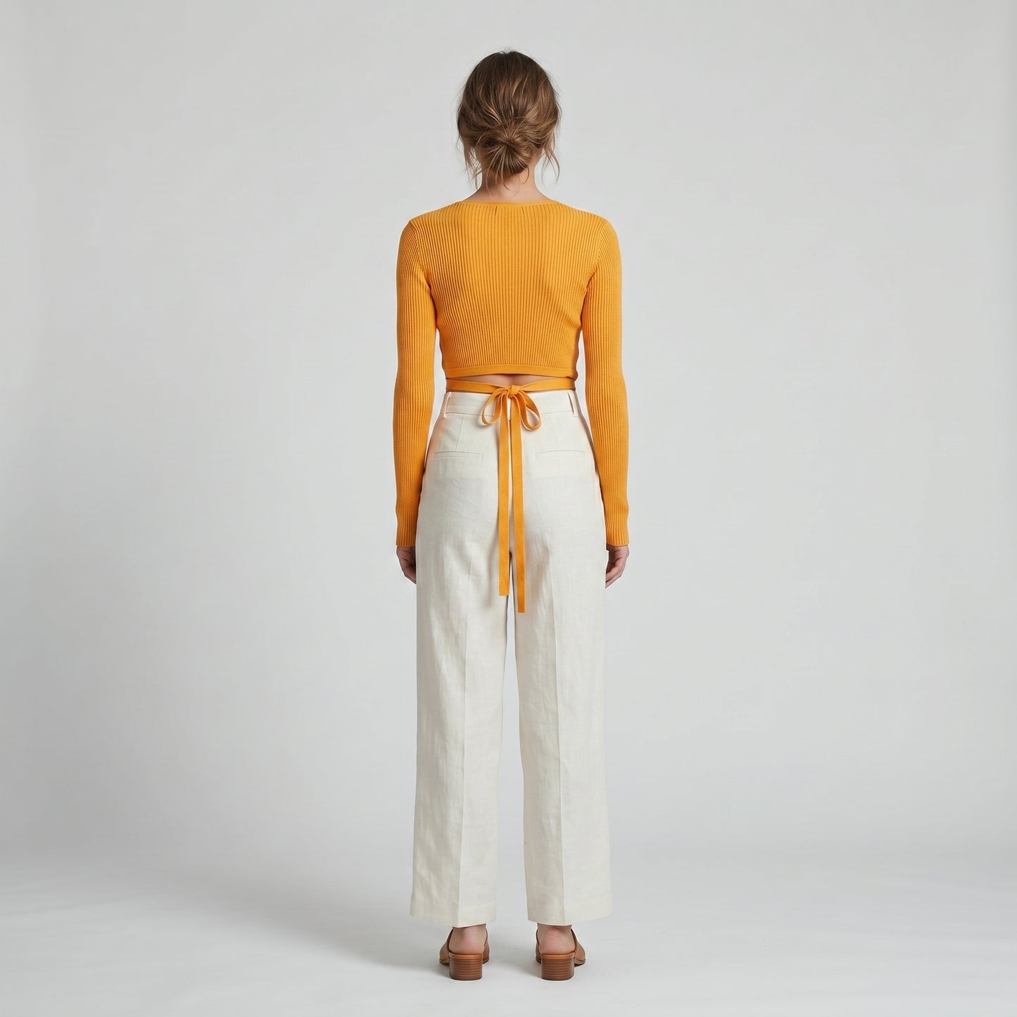 Ribbed Knit Wrap Crop Top