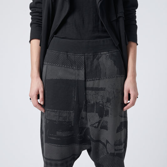Graphic Print Drop Crotch Trousers