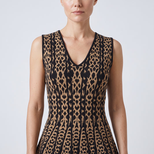 Leopard Print Knit Fit-And-Flare Dress